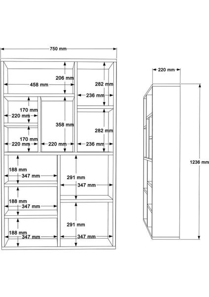 Korrion Kitaplık 124CM Sepet-Antrasit Kor1-Sa indirimleri