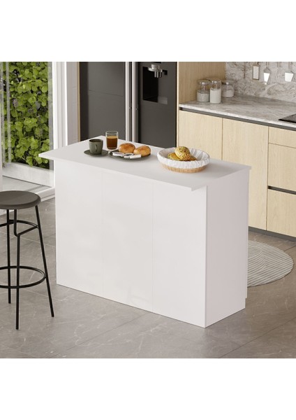 Island 120CM Ada Mutfak Yemek Masası 2 Kapaklı Beyaz Isl2-W fiyatları