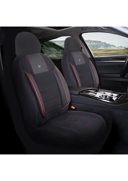 Ford C-Max Araçlara Uyumlu Oto Koltuk Kılıfı Seti - Violet Serisi Siyah/kırmızı