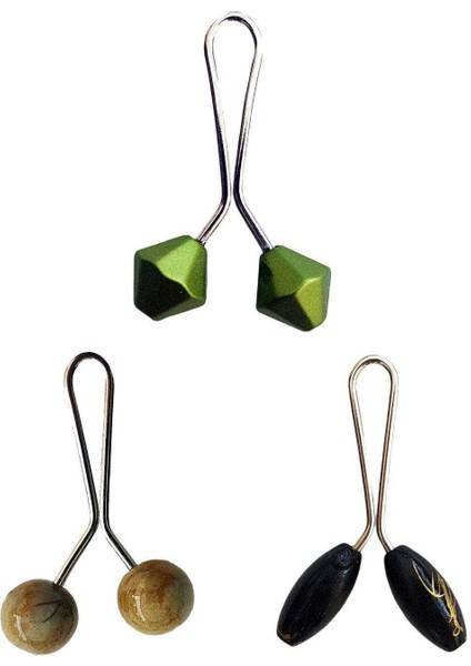 3 Adet Tesettür Eşarp ve Şal Klipsi Hardal Siyah Yeşil