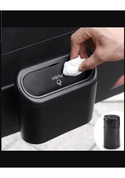 Siyah Kapaklı Araç Içi Çöp Kutusu – Portatif ve Taşınabilir Araba Çöp Kovası Organizer