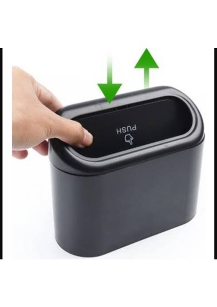 Siyah Kapaklı Araç Içi Çöp Kutusu – Portatif ve Taşınabilir Araba Çöp Kovası Organizer