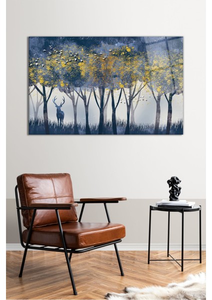 Gold Detay Ağaçlar Yatay Cam Tablo, Modern Ev Ofis Dekoru, Hediyelik Duvar Dekorasyonu, Kırılmaz Cam fiyatları