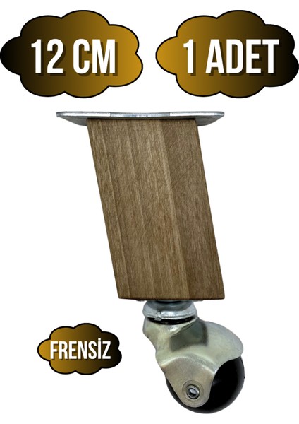 Kale Ahşap Eğimli Top Tekerli Ayak Mobilya Sehpa Tekerli Ayağı(K. CEVİZ)(12CM - 15CM)(CEVİZ Ağacı)