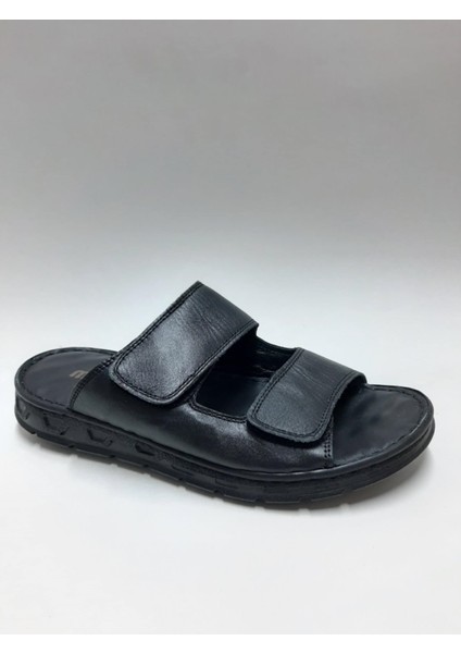 Hakiki Deri Çift Cırtlı Burnu Açık Rahat Siyah Renk Erkek Terliği C-96095MRT fiyatları