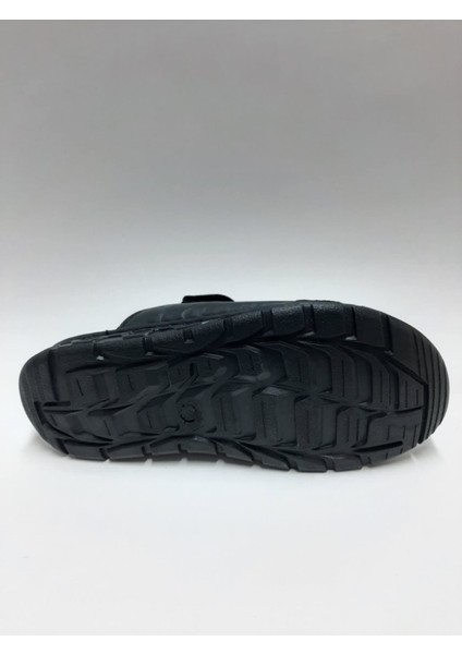 Hakiki Deri Çift Cırtlı Burnu Açık Rahat Siyah Renk Erkek Terliği C-96095MRT fırsatları