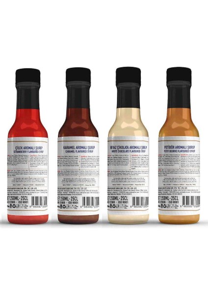 Nish Çilek, Karamel, Beyaz Çikolata, Petibör Aromalı Şurup 4X250 ml - Pet Şişe fiyatları