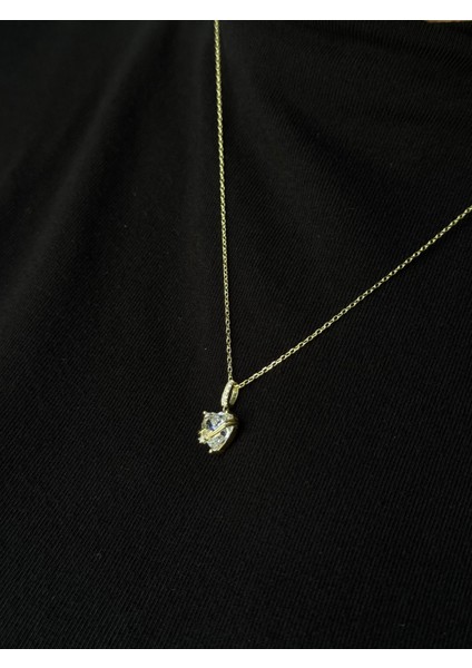 Altın Kaplama 925 Ayar Gümüş Kalp Kesim Taşlı Yıldız Detaylı Kolye indirimleri