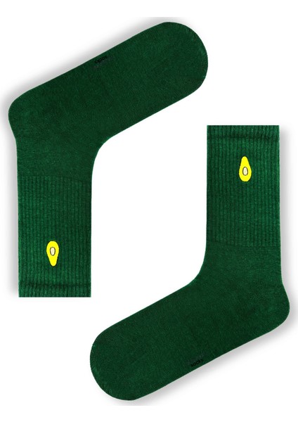 Avokado Nakışlı Yeşil Renkli Spor Çorap