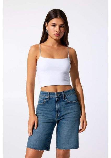 Ip Askılı Ribana Kumaş Crop Atlet