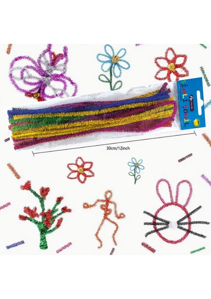 Simli ve Düz Şönil El Işi Seti 50 Adet 30CM modelleri