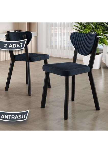 Arfe Serisi 2 Adet Mutfak Sandalyesi Siyah Metal Iskeletli 1. Sınıf Babyface Kumaş