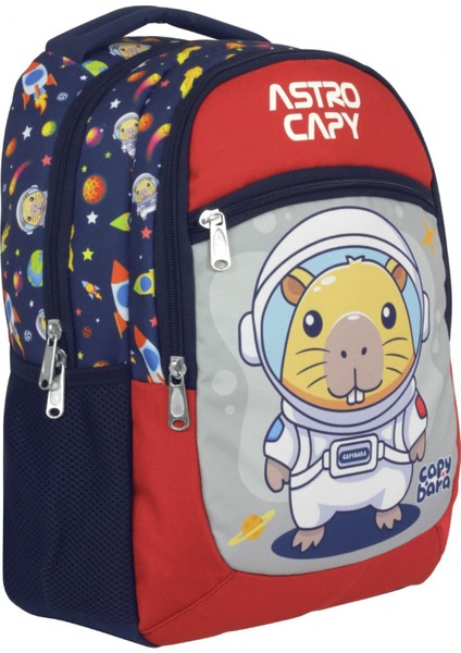 Erkek Çocuk Astronot Ilkokul Okul Sırt Çantası - Lacivert - Kırmızı - 5227