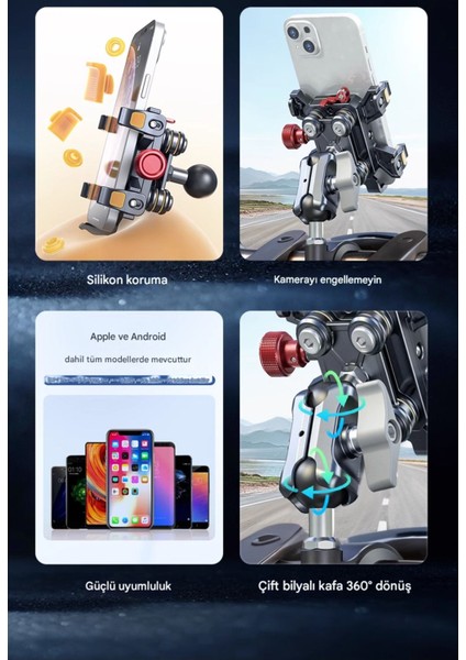 Profesyonel Alüminyum Alaşım Motosiklet & Bisiklet Uyumlu Telefon Tutucu – Ayarlanabilir Kilit Mekanizmalı, Su ve Darbe Dayanıklı, Çift Kilitleme Sistemi, Gidon Montajlı Lanparte TX02 fırsatları