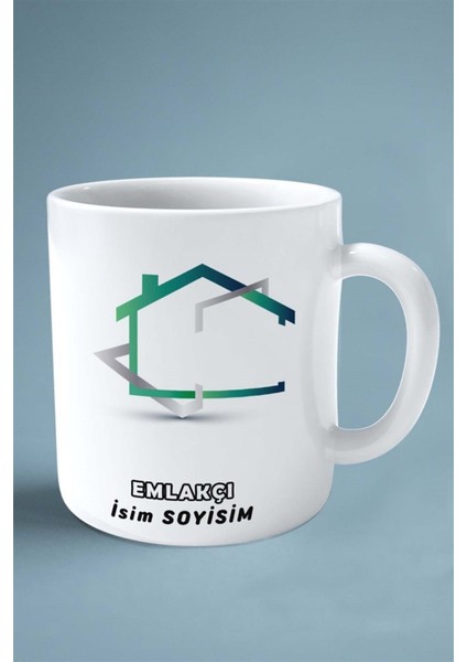 Emlakçı Emlak Meslek Baskılı Kupa Bardak Çift Taraflı Baskı Kişiye Özel Model 7