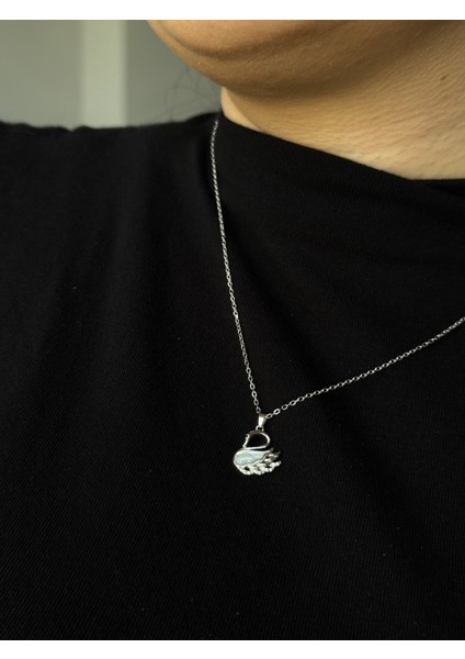 925 Ayar Gümüş Kuğu Motifli Sedefli & Taşlı Kolye modelleri