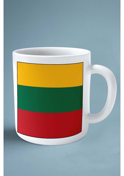 Litvanya Bayrak Baskılı Kupa Bardak Çift Taraflı Kişiye Özel