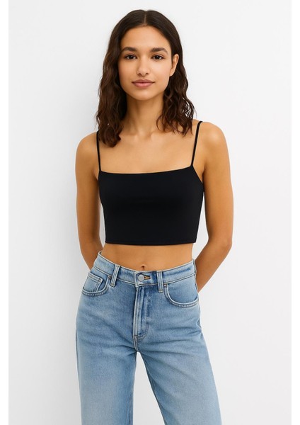 Ip Askılı Ribana Kumaş Crop Atlet