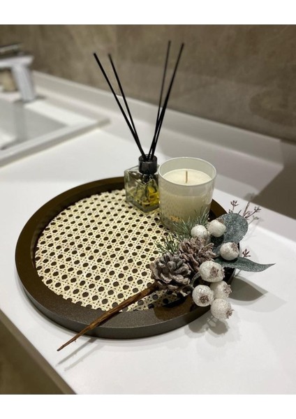 Yuvarlak Rattan Tepsi, Kahverengi, Doğal ve Şık Tasarım modelleri