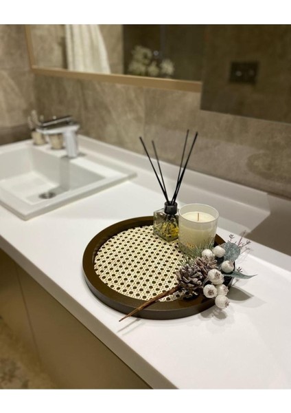 Yuvarlak Rattan Tepsi, Kahverengi, Doğal ve Şık Tasarım fırsatları