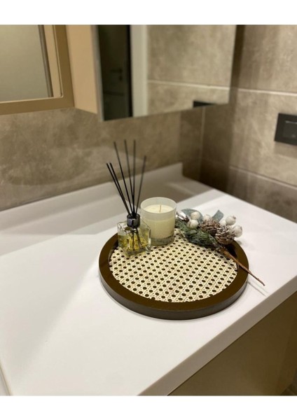 Yuvarlak Rattan Tepsi, Kahverengi, Doğal ve Şık Tasarım indirimleri