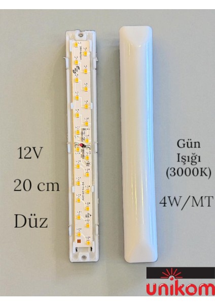 10'lu Paket 12V Tente LED Aydınlatma Armatür 20CM-DÜZ Taban- Gün Işığı 3000K