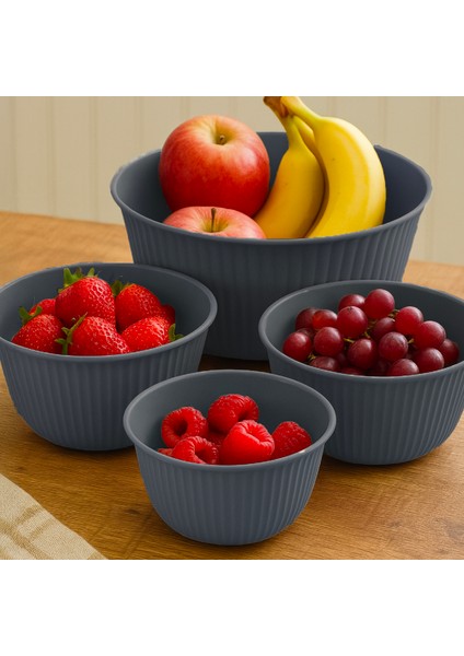 4'lü Mega Boy Plastik Karıştırma ve Saklama Kase Seti | 1l, 2l, 3l, 5l Antrasit indirimleri