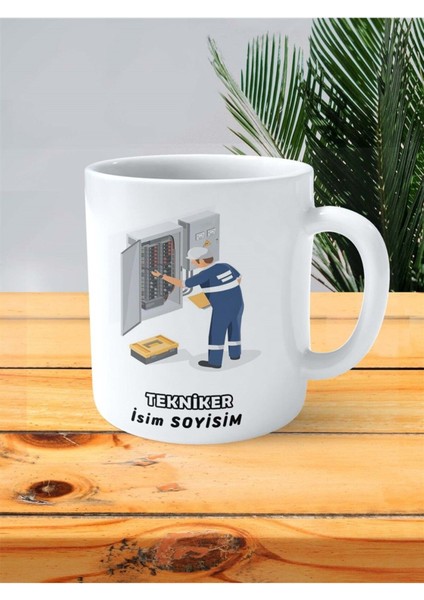 Tekniker Meslek Baskılı Kupa Bardak Çift Taraflı Baskı Kişiye Özel Model 5