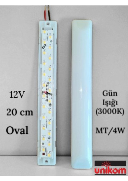 10'lu Paket 12V Tente LED Aydınlatma Armatür 20CM-OVAL Taban-Gün Işığı 3000K