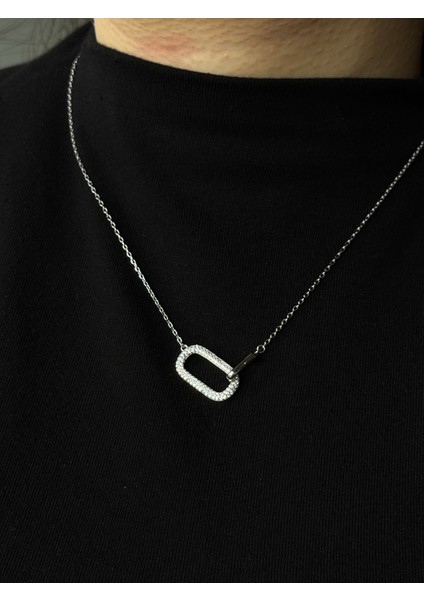 925 Ayar Gümüş Iç Içe Geçmiş Oval Halkalar Zincir Kolye fiyatları