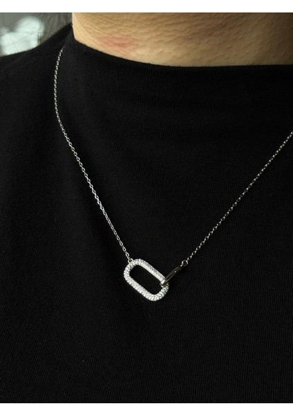 925 Ayar Gümüş Iç Içe Geçmiş Oval Halkalar Zincir Kolye modelleri