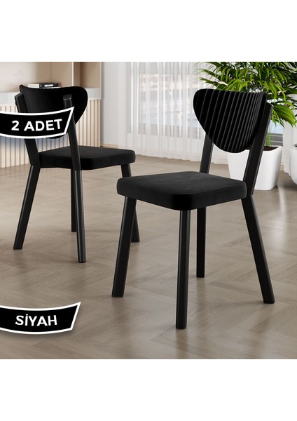 Arfe Serisi 2 Adet Siyah Mutfak Sandalyesi Siyah Metal Iskeletli 1. Sınıf Babyface Kumaş
