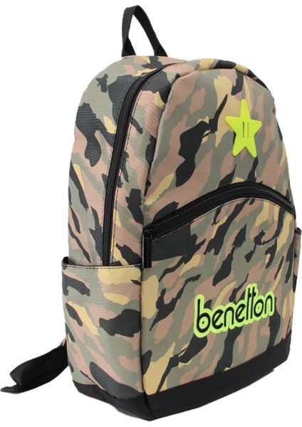 Kamuflaj Sırt Çantası Unisex 1 Fermuarlı Cep ve 2 Matara Bölmesi 46x31x12 Cm