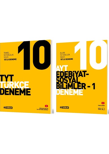 Hız Yayınları Tyt Türkçe + Ayt Edebiyat Sosyal - 1 Deneme Seti 2 Kitap