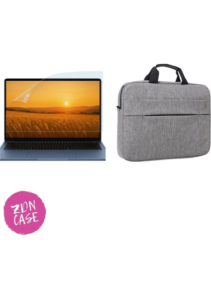 Macbook air 13" (M1,2020) Gri Unisex Omuz Askılı Laptop Çantası ve Ekran Koruyucu