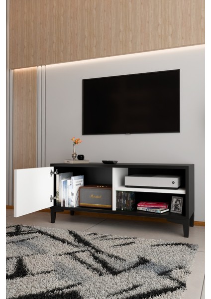Modern Tv Ünitesi Kapaklı Raflı Tv Sehpası Salon Için Minimal Tasarım Fonksiyonel Tv Dolabı modelleri