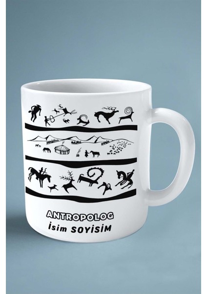 Antropolog Baskılı Kupa Bardak Çift Taraflı Baskı Kişiye Özel Model 8