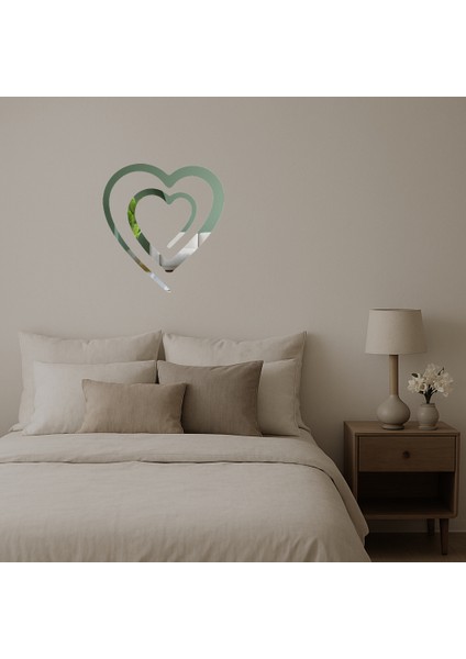 Romantik Çift Kalp Dekoratif Aynalı Tablo - PHN6410-1613 fiyatları