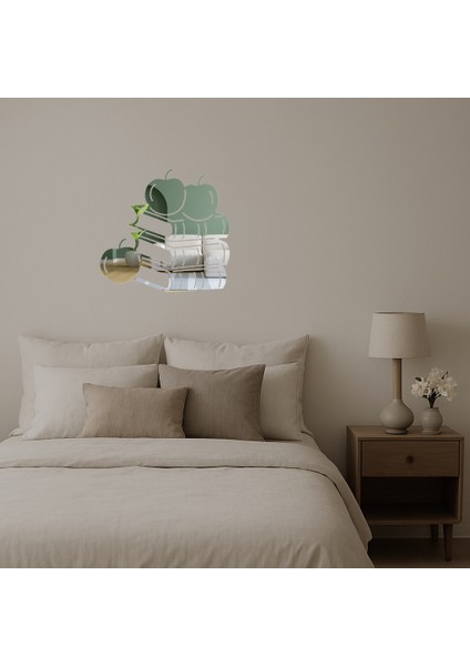 Kitaplar ve Elmaları Tasvir Eden Dekor Aynalı Tablo - PHN8991-6243 fiyatları