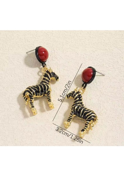 Altın Renk Kırmızı Taşlı Renkli Mineli Sallantılı Zebra Küpe modelleri