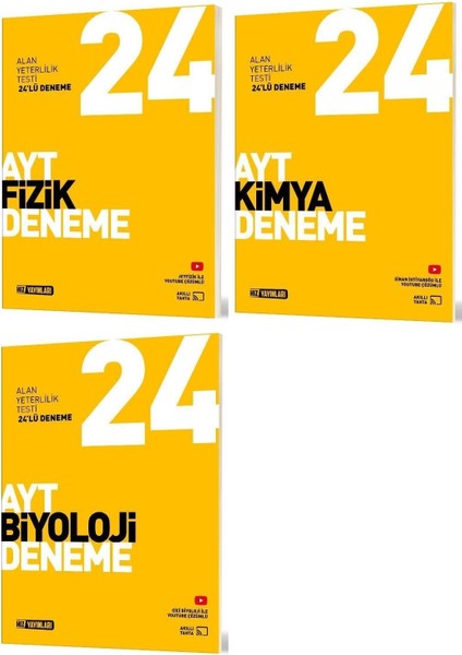 Hız Yayınları Ayt Fizik + Kimya + Biyoloji Deneme Seti 3 Kitap