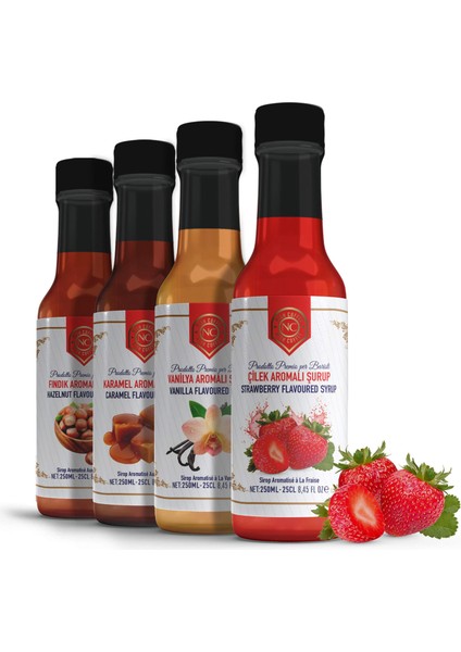 Nish Karamel, Vanilya, Fındık, Çilek Aromalı Şurup 4'lü Set (4X250 Ml)-Pet Şişe fiyatları