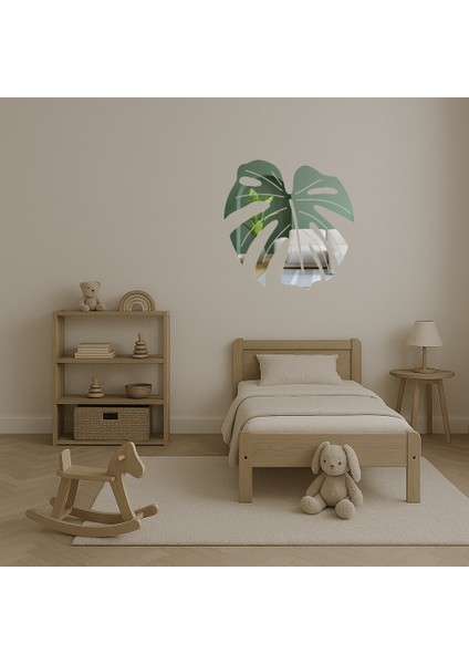 Monstera Yaprağı Tasarımlı Dekoratif Iç Mekan Aynalı Tablo - PHN1225-9969 fırsatları
