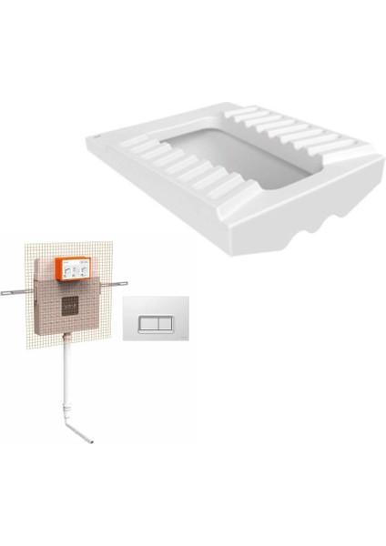 Çevre Yıkamalı Hela Taşı + Vitra Gömme Rezervuar Set