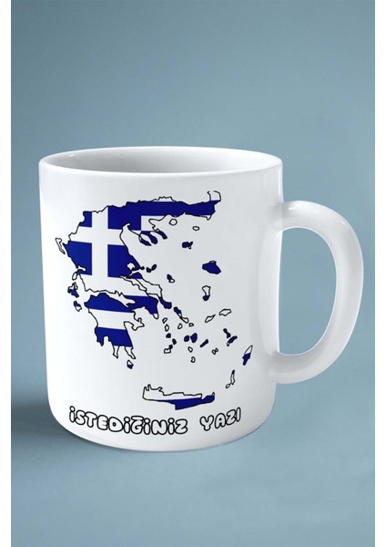 Yunanistan Greek Greece Bayrak Baskılı Kupa Bardak Çift Taraflı Kişiye Özel Model 3 fiyatları