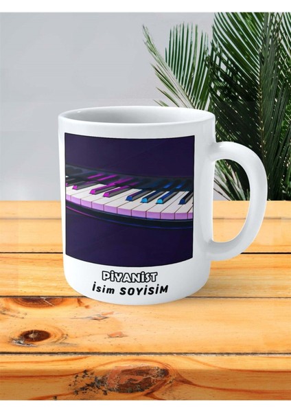 Piyanist Meslek Baskılı Kupa Bardak Çift Taraflı Baskı Kişiye Özel Model