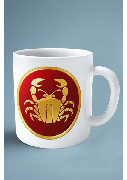 Yengeç Burcu Baskılı Kupa Bardak Çift Taraflı Baskı Kişiye Özel Model 3