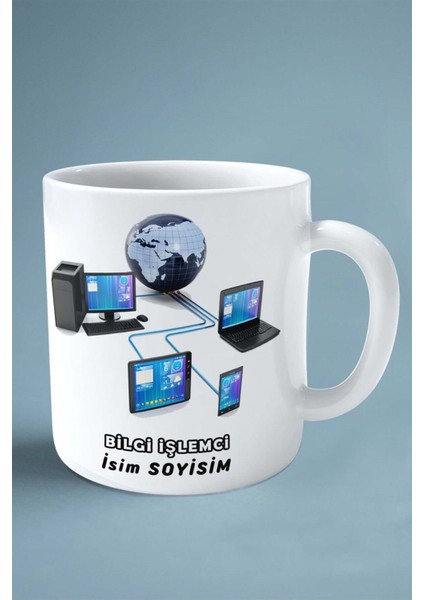 Bilgi Işlemci Baskılı Kupa Bardak Çift Taraflı Baskı Kişiye Özel Model 28