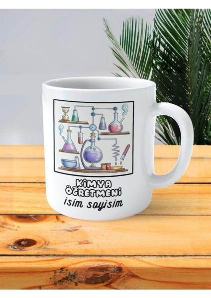 Kimya Öğretmeni Baskılı Kupa Bardak Isimli Kişiye Özel Deney Tahtası