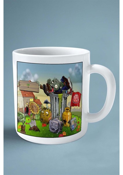 Plant Zombies Oyun Baskılı Kupa Bardak Çift Taraflı Baskı Kişiye Özel Model 4